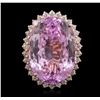 Image 1 : 14KT Rose Gold 45.02ct GIA Certified Kunzite and Diamond Ring