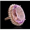 Image 2 : 14KT Rose Gold 45.02ct GIA Certified Kunzite and Diamond Ring