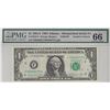 Image 1 : Series 1981A PMG Graded 66 Gem Unc. $1 Atlanta FRN 98/99 Mismatched Serial # Err