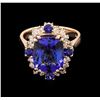 Image 1 : 5.08ct Tanzanite, Blue Sapphire and Diamond Ring - 14KT Rose Gold