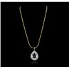 Image 2 : 14KT Yellow Gold GIA Certified 20.50ct Aquamarine and Diamond Pendant With Chain