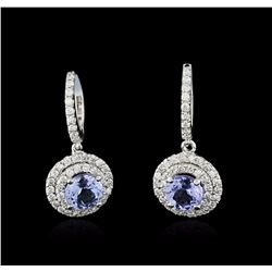 14KT White Gold 2.83ctw Tanzanite and Diamond Earrings