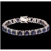 Image 1 : 22.00ctw Blue Sapphire and Diamond Bracelet - 14KT White Gold