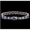 Image 2 : 22.00ctw Blue Sapphire and Diamond Bracelet - 14KT White Gold