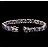 Image 3 : 22.00ctw Blue Sapphire and Diamond Bracelet - 14KT White Gold
