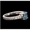 Image 2 : 14KT White Gold 1.41ct Blue Zircon and Diamond Ring
