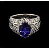 Image 1 : 3.20ct Tanzanite and Diamond Ring - 14KT White Gold