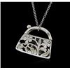 Image 3 : 14KT White Gold 0.13ctw Diamond Purse Pendant With Chain