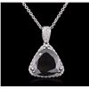 Image 1 : 14KT White Gold 6.68ctw Black Diamond Pendant With Chain