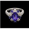 Image 1 : 2.43ct Tanzanite, Blue Sapphire and Diamond Ring - 14KT White Gold