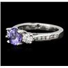 Image 2 : 14KT White Gold 1.49ct Tanzanite and Diamond Ring