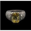 Image 1 : 6.28ct Yellow Sapphire and Diamond Ring - Platinum
