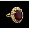 Image 2 : 16.17ct Ruby and Diamond Ring - 14KT Yellow Gold