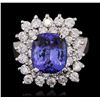 Image 1 : 14KT White Gold 4.33ct Tanzanite and Diamond Ring