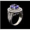 Image 3 : 4.06ct Tanzanite and Diamond Ring - 14KT White Gold