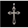 Image 1 : 1.20ctw Diamond Cross Pendant - 14KT White Gold