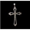 Image 2 : 1.20ctw Diamond Cross Pendant - 14KT White Gold