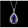 Image 2 : 14KT White Gold 7.48ct Tanzanite and Diamond Pendant With Chain