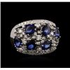 Image 1 : 14KT White Gold 3.12ctw Sapphire and Diamond Ring