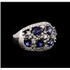 Image 2 : 14KT White Gold 3.12ctw Sapphire and Diamond Ring