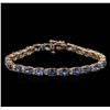 Image 1 : 15.60ctw Blue Sapphire and Diamond Bracelet - 14KT Rose Gold