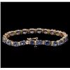Image 2 : 15.60ctw Blue Sapphire and Diamond Bracelet - 14KT Rose Gold