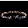 Image 3 : 15.60ctw Blue Sapphire and Diamond Bracelet - 14KT Rose Gold