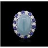 Image 1 : 14KT White Gold 10.73ct Aquamarine, Sapphire and Diamond Ring