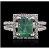 Image 1 : 18KT White Gold 2.84ct Emerald and Diamond Ring