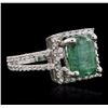 Image 2 : 18KT White Gold 2.84ct Emerald and Diamond Ring