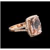 Image 2 : 14KT Rose Gold 4.60ct Morganite and Diamond Ring