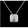 Image 2 : 0.23ctw Diamond Pendant With Chain - 18KT White Gold