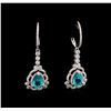 Image 1 : 2.06ctw Blue Apatite and Diamond Earrings - 14KT Yellow Gold