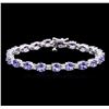 Image 1 : 9.45ctw Tanzanite and Diamond Bracelet - 14KT White Gold