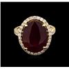Image 1 : 12.26ct Ruby and Diamond Ring - 14KT Yellow Gold