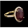Image 2 : 12.26ct Ruby and Diamond Ring - 14KT Yellow Gold