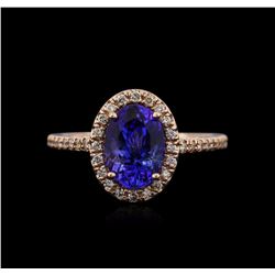 14k Rose Gold 2.03ct Tanzanite and Diamond Ring