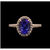 Image 1 : 14k Rose Gold 2.03ct Tanzanite and Diamond Ring