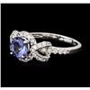 Image 2 : 14KT White Gold 1.25ct Tanzanite and Diamond Ring