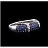 Image 2 : 10KT White Gold 1.06ctw Blue Sapphire and Diamond Ring