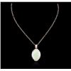 Image 2 : 14KT Rose Gold 12.92ct Opal and Diamond Pendant With Chain