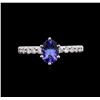 Image 1 : 0.83ct Tanzanite and Diamond Ring - 18KT White Gold