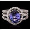 Image 1 : 14KT White Gold 2.60ct Tanzanite and Diamond Ring