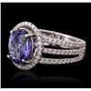 Image 2 : 14KT White Gold 2.60ct Tanzanite and Diamond Ring