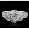 Image 1 : 18KT White Gold 1.48ctw Oval Cut Diamond Ring
