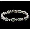 Image 1 : 7.80ctw Alexandrite and Diamond Bracelet - 14KT White Gold