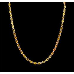 36.80ctw Multi Color Sapphire and Diamond Necklace - 14KT Yellow Gold
