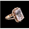 Image 2 : 14KT Rose Gold 9.78ct Kunzite and Diamond Ring