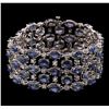 Image 1 : 62.40ctw Blue Sapphire and Diamond Bracelet - 14KT White Gold
