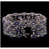 Image 3 : 62.40ctw Blue Sapphire and Diamond Bracelet - 14KT White Gold